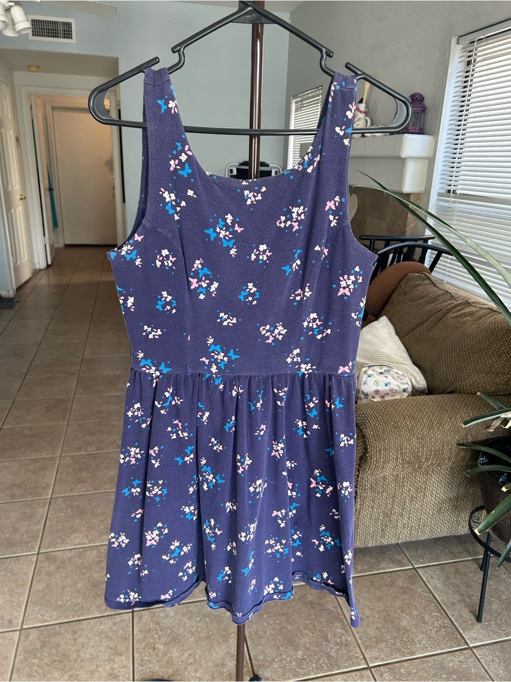 Navy Floral Sleeveless Fit & Flare Dress - Casual Summer Style